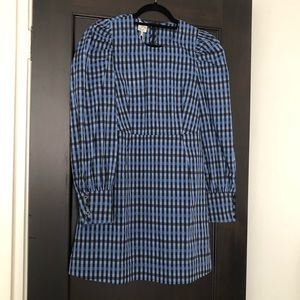 New with tags Baum Und Pferdgarten blue plaid mini dress, US6